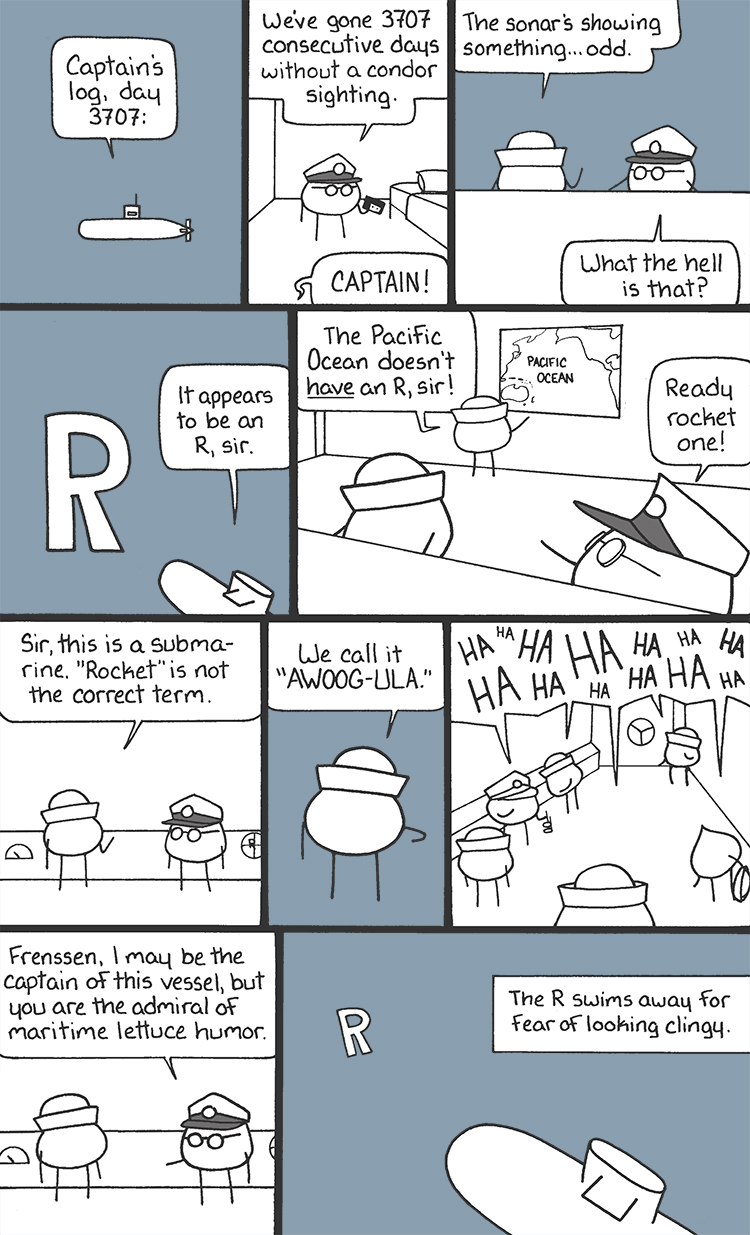 The R swims into another comic series and sets the stage for the pirate joke I refused to make.